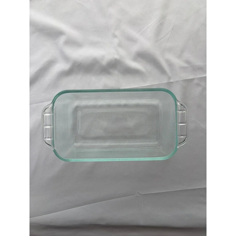 Vintage Pyrex 213 Clear Glass Loaf Baking Dish Easy Grab Handles USA MCM